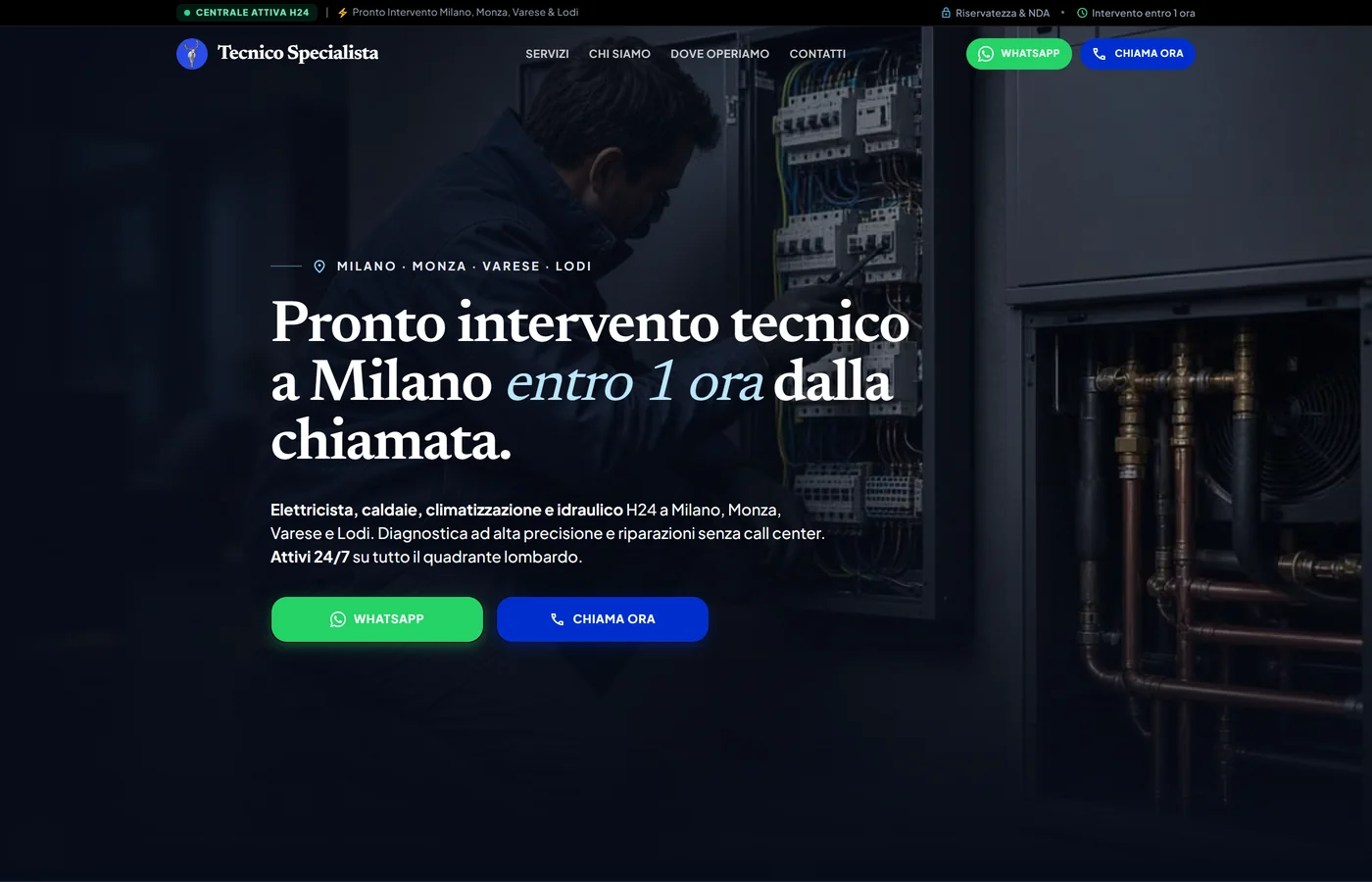 Homepage di Tecnico Specialista — sito di pronto intervento tecnico a Milano